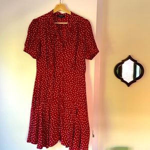 Rumère Pure Silk Midi Dress in Raspberry